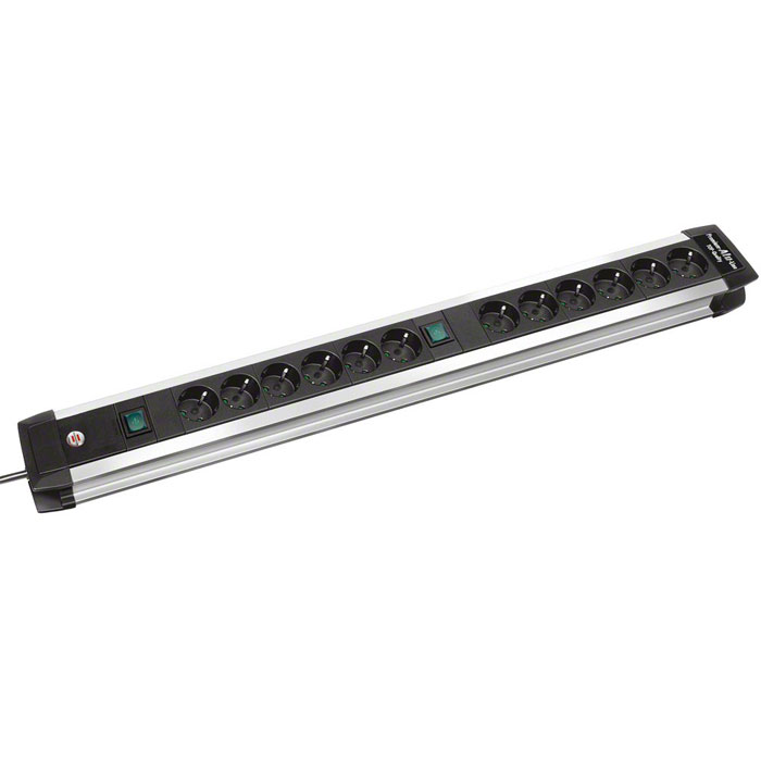 Brennenstuhl Premium-Alu-Line Technics удлинитель на 12 розеток, 3 м1391000012 Brennenstuhl Premium-Alu-Line Technics удлинитель на 12 розеток, 3 м1391000012Удлинитель на 12 розеток Brennenstuhl Premium-Alu-Line Technics предназначен для подключения к электросети различных устройств: компьютеров, видеоаппаратуры, оборудования HiFi и многих других. Расcчитанный на использование в течение долгого времени, он имеет алюминиевый корпус с матовой поверхностью. Удлинитель оснащен специальными розетками, которые можно использовать как обычные или с возможностью переключения.Розетки защищены от детейДвухполюсный выключатель с подсветкойЛишний кабель может быть намотан вокруг корпусаВсе розетки заземлены и расположены под углом 45°Возможность крепления к стенеОтверстие в корпусе можно использовать чтобы подвесить удлинительТип кабеля: H05VV-F 3G1,5