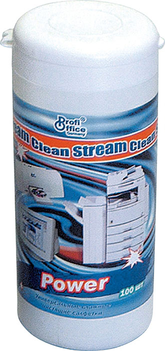 Влажные чистящие салфетки ProfiOffice Clean-Stream: Power в тубе, универсальные, 100 шт