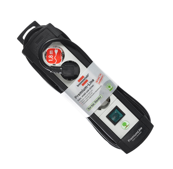 Brennenstuhl Premium-Line удлинитель на 4 розетки 1.8 м, Black Grey1755150014 Brennenstuhl Premium-Line удлинитель на 4 розетки 1.8 м, Black Grey1755150014Удлинитель на 4 розетки Brennenstuhl Premium-Line предназначен для подключения различных приборов и устройств к электросети. Надежные гнезда розеток сделаны из специального ударопрочного пластика.Все розетки заземлены и расположены под углом 45°Возможность намотки кабеля для храненияРозетки с защитой от детейТип кабеля: H05VV-F 3G1,5