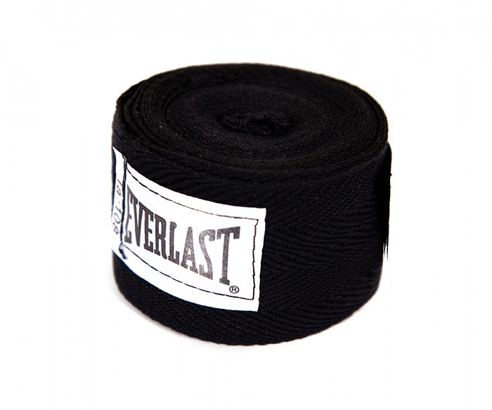 Бинты боксерские хлопковые Everlast, длина 2,75 м, цвет: черный, 2шт