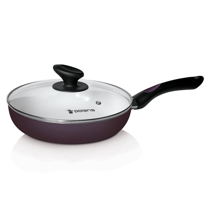 Сотейник Polaris Happy Family с крышкой, 2,2 л, цвет: фиолетовый. HF-3441HF-3441 Сотейник Polaris Happy Family с крышкой, 2,2 л, цвет: фиолетовый. HF-3441HF-3441Сотейник Polaris Happy Family изготовлен из высококачественного литого алюминия фиолетового цвета. Сотейник имеет долговечное износостойкое керамическое покрытие, предназначенное для здорового и экологичного приготовления пищи. Такое покрытие предотвратит пригорание пищи и обеспечит более быстрое приготовление блюд с сохранением вкусовых и полезных свойств продуктов. Удобная бакелитовая ручка надежно крепится к корпусу сотейника и не нагревается во время приготовления пищи. Крышка, выполненная из термостойкого стекла, позволит вам следить за процессом приготовления пищи. Она имеет отверстие для выхода пара и металлический обод. Крышка плотно прилегает к краю сотейника, предотвращая проливание жидкости и сохраняя аромат блюд. Можно использовать на всех типах плит, включая индукционные. Не подходит для использования в духовых шкафах и СВЧ-печах. Также изделие можно мыть в посудомоечной машине. Диаметр конфорки не должен превышать диаметр основания посуды, иначе возможно повреждение ручки и наружного покрытия. Максимальная температура, при которой разрешается использовать сотейник до 250°С. Для продления срока службы не рекомендуется применять металлические приборы. Характеристики:Материал:алюминий, керамика, бакелит, стекло. Цвет:фиолетовый. Объем: 2,2 л. Внутренний диаметр:24 см. Высота стенок:5,5 см. Толщина стенок:0,3 см. Толщина дна:0,2 см. Длина ручки:19 см. Производитель: США. Артикул:HF-3441.