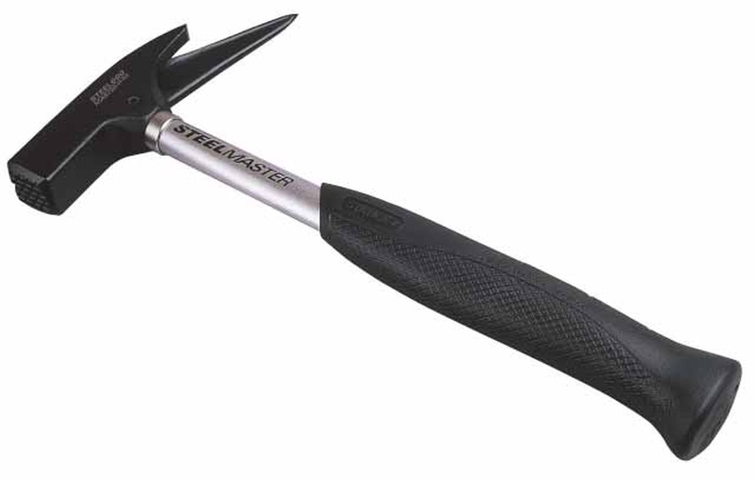 Молоток кровельщика Stanley Steelmaster с гвоздодером, 0,6 кг1-51-037 Молоток кровельщика Stanley Steelmaster с гвоздодером, 0,6 кг1-51-037Молоток кровельщика Stanley Steelmaster предназначен для забивания и выдергивания гвоздей, изготовления фальцевого замка жестяной кровли, проделывания отверстий в жести. Эргономическая обрезиненная ручка амортизирует удар. Высококачественная полированная сталь, боек и губки гвоздодера сделаны из цельного металла и закалены. Характеристики: Материал:сталь, резина. Общая длина:33 см. Вес:600 г. Размеры упаковки: 33 см х 16 см х 2,5 см.