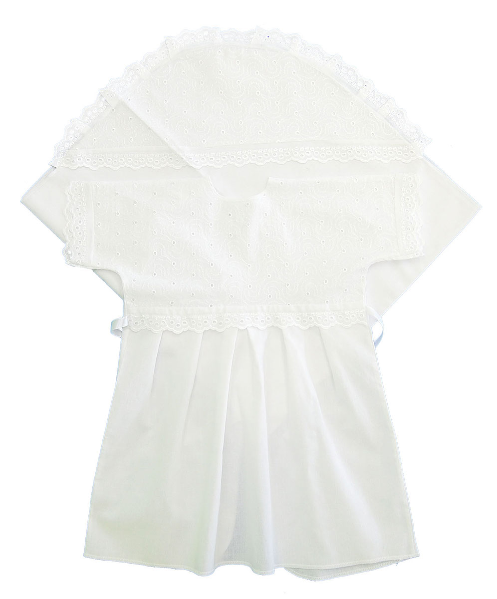Комплект для крещения детский Трон-плюс: рубашка, пеленка, цвет: белый. 1402. Размер 68, 6 месяцев