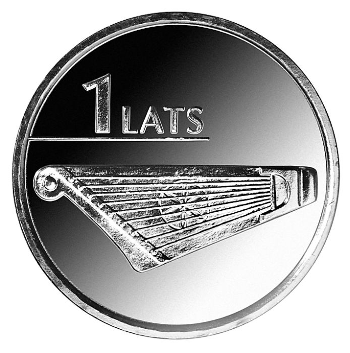 Монета номиналом 1 лат 
