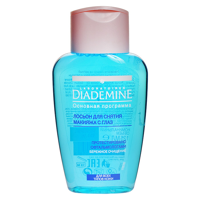 Diademine Лосьон для снятия макияжа с глаз, 125 мл9430470 Diademine Лосьон для снятия макияжа с глаз, 125 мл9430470Лосьон Diademine для снятия макияжа с глаз мягко снимает макияж, не оставляет жирного блеска. Комплекс с экстрактом василька снижает утомляемость глаз и способствует уменьшению отечности. Не нарушает Рh. Подходит для людей, использующих контактные линзы. Не содержит отдушки. Характеристики:Объем: 125 мл. Артикул: 1721473. Производитель: Словения. Товар сертифицирован.