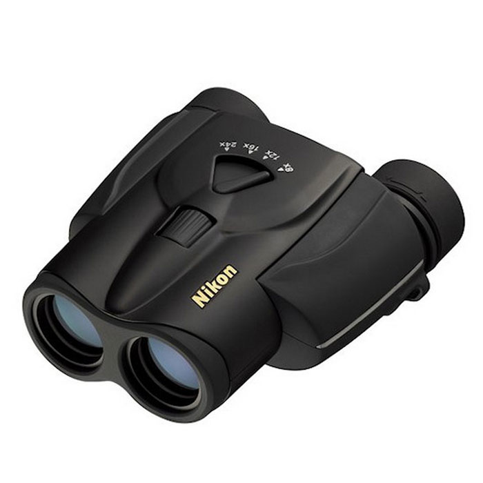 Nikon Aculon T11 8-24x25 Zoom, Black бинокльBAA800SA Nikon Aculon T11 8-24x25 Zoom, Black бинокльBAA800SAБинокль Nikon Aculon T11 8-24x25Zoom - это бинокль с переменной кратностью в диапазоне от 8 до 24 крат, при перемене кратности одновременно изменяются такие параметры как диаметр выходного зрачка, угол поля зрения и светосила. Подходит для наблюдений за окружающим миром, пригодится во время путешествия, спортивного матча или на охоте, при этом движущиеся объекты всегда будут находиться в поле зрения наблюдателя. Основные характеристики бинокля Nikon Aculon T11 8-24x25 Zoom (чёрный) Плавная смена увеличения от 8х до 24х, диапазон фокусировки объектива - от 3 мМногослойное просветляющее покрытие линз и призм, Porro призмыЦентральная фокусировка, регулировка межзрачкового расстояния (56..72 мм), поворотно-выдвижные наглазникиКонструктивные особенности бинокля Nikon Aculon T11 8-24x25 Zoom (чёрный) Все модели серии Nikon Aculon T11 отличаются компактными размерами (128х108х52 мм) и небольшим весом (всего 350 г), что выгодно отличает их на фоне других панкратических моделей. Бинокль Nikon Aculon T11 8-24x25 Zoom выполнен в пластиковом корпусе чёрного цвета. Эргономичный дизайн и удобное управление позволяют работать и наблюдать с комфортом, даже в том случае, если прибор удерживается с помощью только одной руки. Классическая схема призм Porro, используемая в конструкции прибора, обеспечивает естественную передачу цвета и контраст наблюдаемого изображения. Многослойное просветляющее покрытие, нанесённое на все стеклянные поверхности, улучшает светопропускную способность оптической системы в целом, при этом наблюдатель получает яркое и насыщенное качественное изображение. Плавная смена кратности осуществляется с помощью zoom-рычажка, расположенного сверху, в центральной части корпусаNikon Aculon T11 8-24x25 Zoom. Цифровая шкала помогает выставить нужное увеличение - просто установите рычажок напротив необходимого значения (8х, 12х, 16х или 24х) и наслаждайтесь видами. Однако, при каждой смене увеличения Вам необходимо будет провести повторную фокусировку на объекте наблюдения. Настройка бинокля Nikon Aculon T11 8-24x25 Zoom в соответствие с требованиями конкретного пользователя осуществляются с помощью механизма центральной фокусировки и регулировки межзрачкового расстояния в диапазоне от 56 мм до 72 мм. Для комфортного наблюдения прибор оснащён резиновыми поворотно-выдвижными наглазниками.