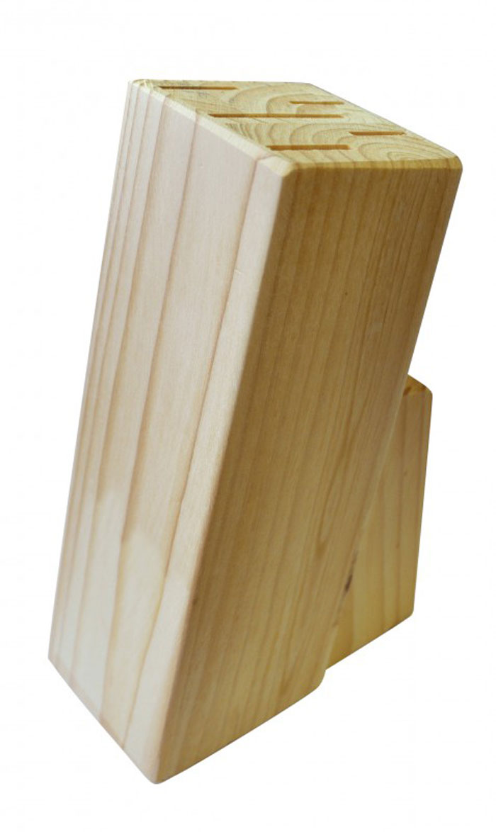 Подставка для набора ножей "Linea Block" выполнена из натуральной сосны. Подставка рассчитана на шесть ножей. Конструкция подставки отличается устойчивостью, на дне имеются мягкие накладки для предотвращения потертости кухонного стола.  Подставка для набора ножей "Linea Block" - это экологически чистый и незаменимый предмет кухонного интерьера, позволяющий хранить ножи компактно и удобно. Характеристики: Материал: сосна. Размер подставки (В х Ш х Г): 21 см х 7,5 см х 12,5 см. Размер упаковки: 21 см х 7,5 см х 12,5 см. Производитель:  Италия. Артикул: 93-WB2-5S.