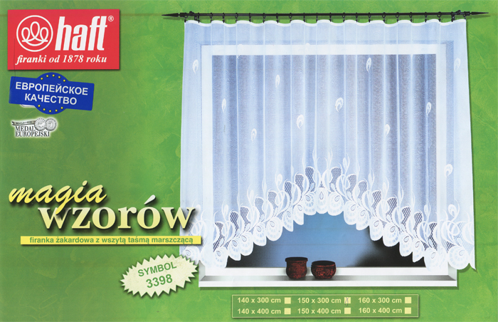 Гардина Haft, на ленте, цвет: белый, высота 150 см. 397014397014 Гардина Haft, на ленте, цвет: белый, высота 150 см. 397014397014Воздушная гардина Haft, изготовленная из полиэстера белого цвета, станет великолепным украшением любого окна. Оригинальный рисунок привлечет к себе внимание и органично впишется в интерьер комнаты. В гардину вшита шторная лента. Характеристики:Материал: 100% полиэстер. Размер упаковки:37 см х 28 см х 3 см. Цвет: белый. Артикул: 397014.В комплект входит: Гардина - 1 шт. Размер (Ш х В): 300 см х 150 см. Текстильная компания Haft имеет богатую историю. Основанная в 1878 году в Польше, эта фирма зарекомендовала себя в качестве одного из лидеров текстильной промышленности в Европе. Еще в начале XX века фабрика Haft производила 90% всех текстильных изделий в своей стране, с годами производство расширялось, накопленный опыт позволял наиболее выгодно использовать развивающиеся технологии. Главный ассортимент компании - это тюль и занавески. Haft предлагает готовые решения дляваших окон, выпуская готовые наборы штор, которые остается только распаковать и повесить. Модельный ряд отличает оригинальный дизайн, высокое качество. Занавески, шторы, гардины Haft долговечны, прочны, практически не сминаемы, они не притягивают пыль и за ними легко ухаживать.Вся продукция бренда Haft выполнена на современном оборудовании из лучших материалов.