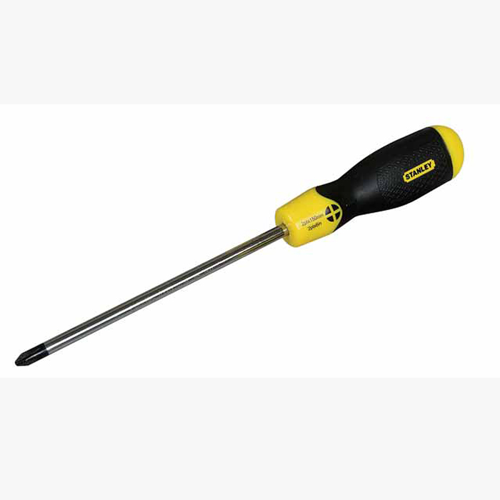 Отвертка крестовая Stanley CushionGrip, PZ3 х 150 мм0-64-976 Отвертка крестовая Stanley CushionGrip, PZ3 х 150 мм0-64-976Отвертка крестовая Stanley CushionGrip под шлиц Pozidriv имеет мягкую ручку для высокого комфорта и надежного контроля инструмента. Стержень покрыт хромом для защиты от коррозии. Характеристики: Материал: пластик, металл, резина. Размер отвертки: 27 см х 3,5 см х 3,5 см. Размер основания: 15 см х 0,8 см х 0,8 см. Диаметр жала: 0,8 см. Размер ручки: 12 см х 3,5 см х 3,5 см. Размеры упаковки:33 см х 4,5 см х 3,5 см.