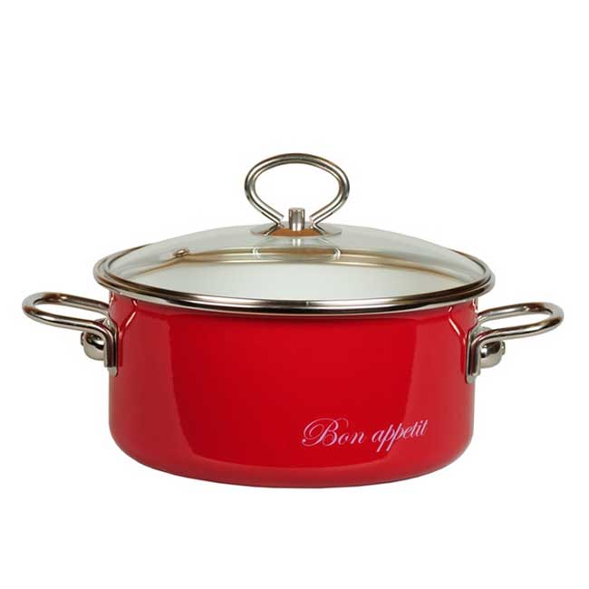 Кастрюля эмалированная Vitross Bon Appetit с крышкой, цвет: белый, вишневый, 3 л8SB205S, вишневый Кастрюля эмалированная Vitross Bon Appetit с крышкой, цвет: белый, вишневый, 3 л8SB205S, вишневыйЭмалированная кастрюля Vitross Bon Appetit выполнена из нержавеющей стали со стеклокерамическим покрытием - наиболее безопасным видом покрытий посуды. Стеклокерамика инертна и устойчива к пищевым кислотам, не вступает во взаимодействие с продуктами и не искажает их вкусовые качества. Прочный стальной корпус обеспечивает эффективную тепловую обработку и не деформируется в процессе эксплуатации. Такая кастрюля идеальна для тепловой обработки и хранения пищевых продуктов, приготовления холодных блюд и сервировки стола. Внутренняя поверхность изделия - белого цвета, внешняя - глянцевого вишневого цвета.Кастрюля оснащена стеклянной крышкой с металлическим ободом и пароотводом, а также удобными стальными ручками. Подходит для всех типов плит, включая индукционные. Пригодна для посудомоечной машины. Характеристики: Материал: нержавеющая сталь, стекло, эмаль. Цвет: белый, вишневый. Объем кастрюли: 3 л. Внутренний диаметр кастрюли: 20 см. Высота стенок кастрюли: 10,3 см. Толщина стенок кастрюли: 0,3 см. Толщина дна кастрюли: 0,4 см. Ширина кастрюли с учетом ручек: 29,5 см. Размер упаковки: 26 см х 12 см х 23 см. Артикул: 8SB205S.