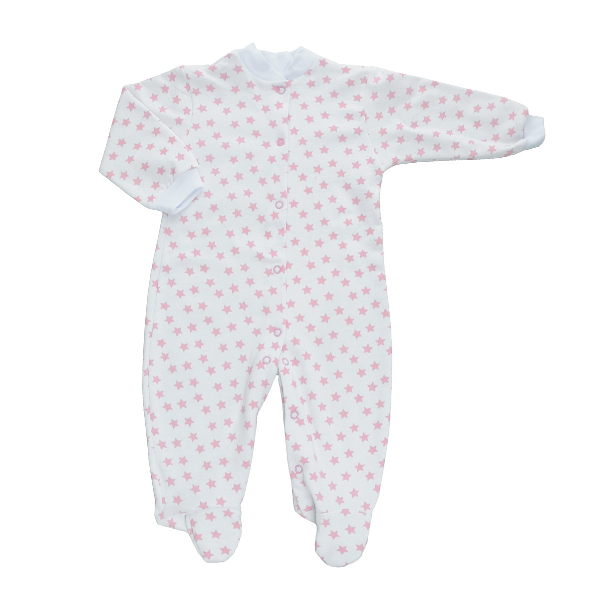 Комбинезон детский Трон-Плюс, цвет: белый, розовый, рисунок звезды. 5821. Размер 80, 12 месяцев