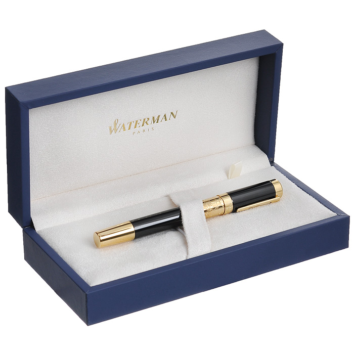 Ручка перьевая Waterman Elegance Black GT, цвет корпуса: черныйS0898610 Ручка перьевая Waterman Elegance Black GT, цвет корпуса: черныйS0898610Ручка Waterman Elegance Black GT с открытым пером, состоит из корпуса, поршневого конвертора и металлического раздвоенного пера. Корпус ручки выполнен из ювелирной латуни с многослойным высококачественным лаковым покрытием черного цвета. Все детали, от торца колпачка до зажима покрыты позолотой 23 карата. Кольцо, украшенное гравировкой по образцу лучших ювелирных украшений, опоясывает корпус ручки. На кольце колпачка глубокая гравировка Waterman.Перо выполнено из чистого золота 18 карат с родиевым покрытием и декорировано оригинальной гравировкой.Ручка оснащена поршневым конвертором De luxe, снабжена двухканальной системой подачи и сбора чернил. Также возможно использование стандартного чернильного картриджа (входит в комплект). Картридж запаян полиэтиленовой крышкой.Ручка упакована в фирменный футляр с логотипом компании Waterman. В футляре предусмотрено дополнительное отделение, в котором расположен международный гарантийный талон и 8 картриджей с чернилами.Эксклюзивная перьевая ручка Waterman Elegance Black GT подчеркнет стиль и элегантность ее владельца и станет превосходным подарком ценителю изящества роскоши.Ручка - это не просто пишущий инструмент, это - часть имиджа, наглядно демонстрирующая статус, характер и образ жизни ее владельца. Характеристики: Материал корпуса: латунь. Покрытие: лак. Цвет корпуса: черный. Отделка: позолота (23 карата), родий. Материал пера: золото (18 карат). Длина ручки без колпачка: 12,2 см. Длина ручки с колпачком: 13,3 см. Диаметр ручки: 1,2 см. Длина поршневого конвертора: 7,5 см. Объем картриджа: 1,7 мл. Длина картриджа: 7,5 см. Максимальный диаметр картриджа: 0,7 см. Посадочные диаметры картриджа (наружный/внутренний): 0,55/0,35 см. Линия письма: тонкая (F). Цвет чернил: синий. Размер футляра: 18,5 см x 9 см x 4,5 см. Гарантия производителя: 3 года. Производитель: Франция. Артикул: S0898610. Создавая свою марку, основатели Waterman соединили вековые традиции и новаторский подход в технологии производства, классику и современность в дизайне. Соединяя и переплетая противоположности, Waterman удивительным образом превращает их в гармоничные стильные сочетания. Так появляются элегантные, поражающие разнообразием и изысканностью стилей ручки Waterman.Классические и современные, различных форм, цветовых гамм и покрытий, пишущие инструменты Waterman удовлетворят самый изысканный вкус, а их техническое совершенство дает полную свободу выбрать ту модель, которая соответствует вашему стилю письма и образу жизни.Waterman - это больше, нежели просто красивые письменные принадлежности. Они обладают высочайшим качеством и, как зеркало, отражают индивидуальность своего владельца.