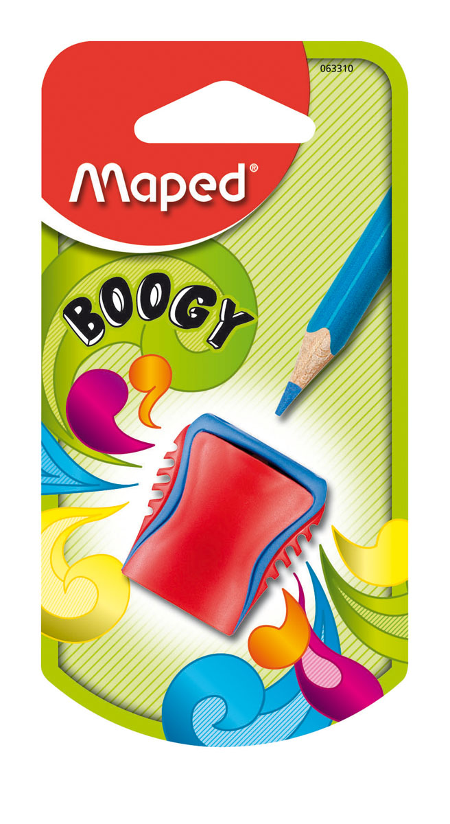 Точилка пластиковая Maped Boogy, 1 отверстие с контейнером063310 Точилка пластиковая Maped Boogy, 1 отверстие с контейнером063310Точилка пластиковая Maped Boogy - яркая, оригинальная точилка с одним отверстием, с рифленой областью обхвата. Компактная по размеру, изготовлена из неломающихся - ударопрочных материалов. Неотделимый контейнер: потеря исключена. Характеристики:Размер: 3,5 см x 2,5 см x 1,5 см. Материал: пластик, металл. Изготовитель: Китай.Внимание!Уважаемые клиенты, товар поставляется в цветовом ассортименте. Отгрузка производится из имеющихся в наличии цветов.