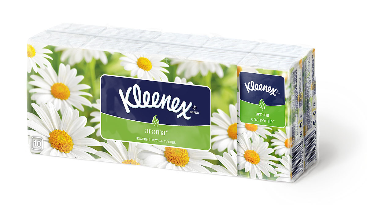 Kleenex Бумажные платочки Ромашка, ароматизированные, 10 х 10 шт9470130 Kleenex Бумажные платочки Ромашка, ароматизированные, 10 х 10 шт9470130Мягкие платочки Kleenex с приятным запахом ромашки напомнят вам о лете и помогут бороться со стрессами и плохим настроением. Характеристики:Количество: 10 х 10 шт. Размер платка: 21 см х 20 см. Артикул: 9470130. Производитель: Венгрия.