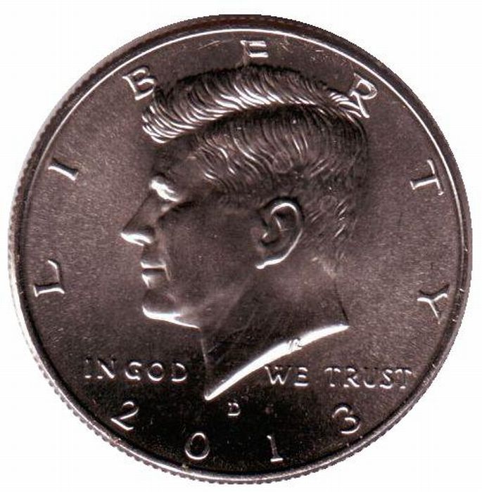 Монета 1/2 доллара (50 центов), США. 2013 год