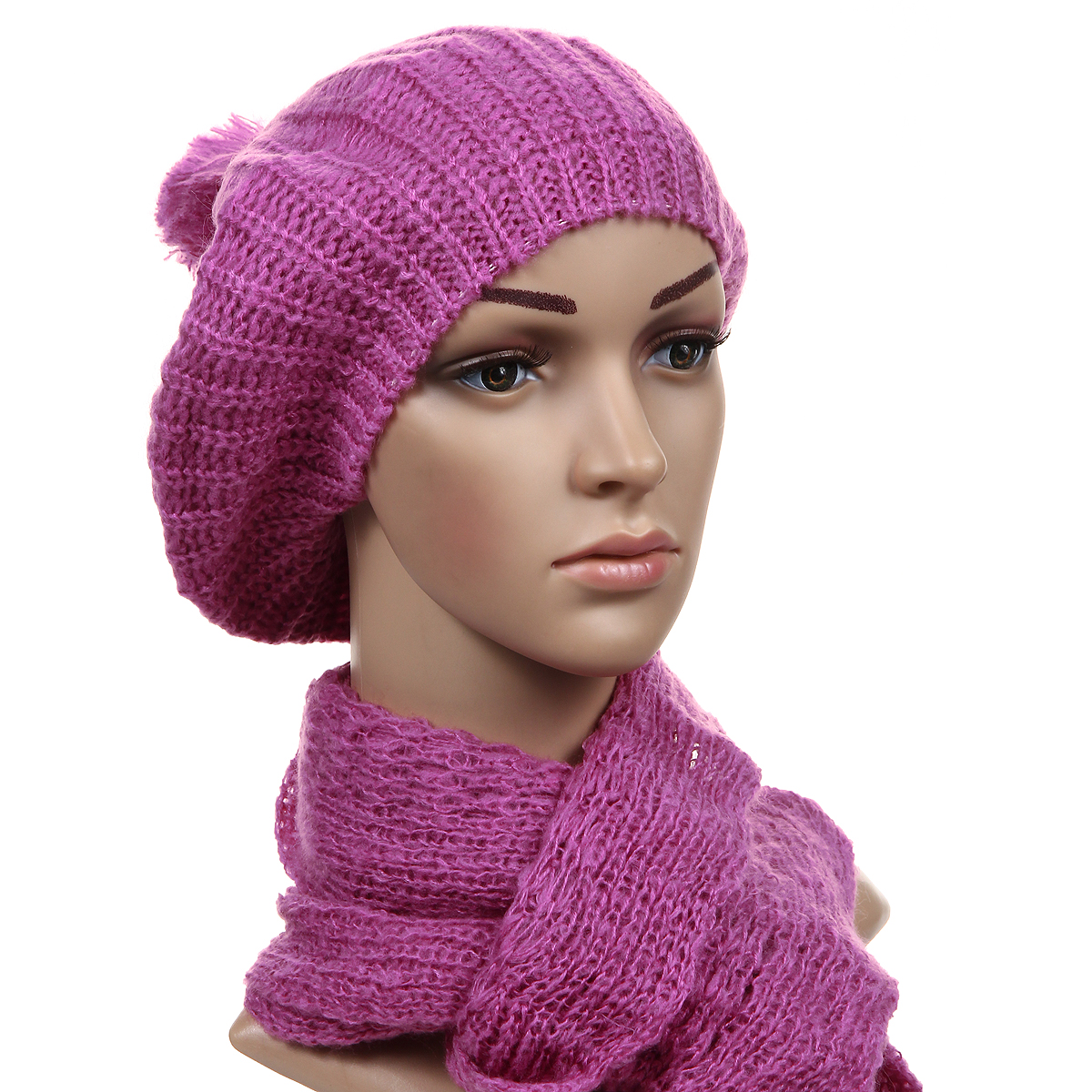 Комплект женский Sabellino: берет, шарф, цвет: розовый. 95Ш1А_106. Размер универсальный
