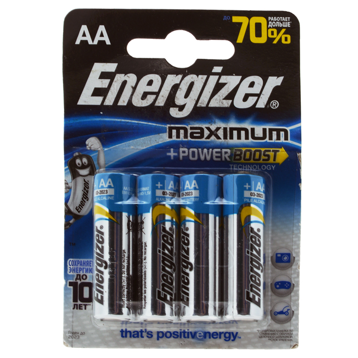 Батарейка алкалиновая Energizer Maximum, тип АА, 4 шт