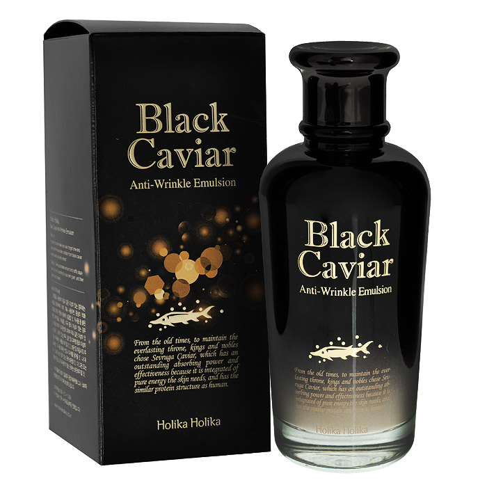 Holika Holika Питательная лифтинг-эмульсия Black Caviar для лица, 120 мл20010172 Holika Holika Питательная лифтинг-эмульсия Black Caviar для лица, 120 мл20010172Эмульсия Holika Holika Black Caviar разработана для любого типа кожи 35+, в ее состав входит 5% эссенции черной икры белуги, ионы золота, пыль бриллианта, экстракты меда, облепихи и масло арганы. Черная икра является дорогим природным продуктом. Если вы регулярно пользуетесь косметикой в составе которой есть черная икра, у вас значительно улучшится питание клеток кожи, заметно сократятся морщины. Эмульсия восполнит нехватку белков и аминокислот, защитит от стрессов. Предотвращает процессы старения кожи, насыщая ее витаминами А, D, B1, B2, и B6. После использования драгоценной эмульсии кожа приобретет яркий и сияющий вид. Характеристики:Объем: 120 мл. Артикул: 20010172. Производитель: Корея. Товар сертифицирован.