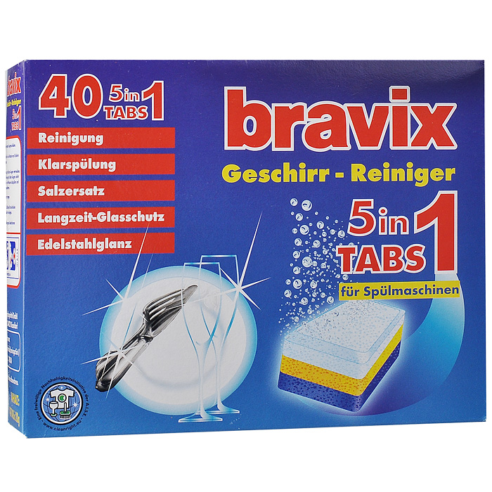 Активные таблетки для посудомоечных машин Bravix 