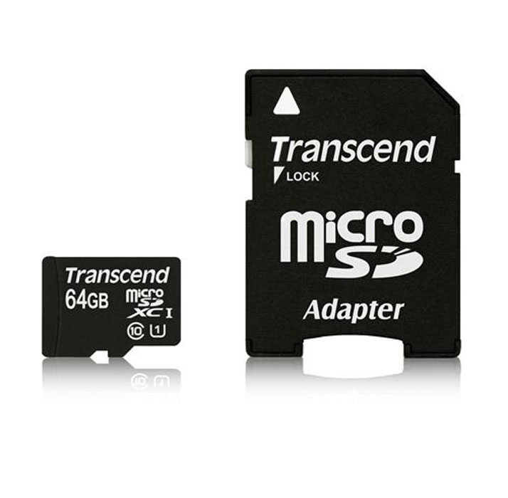 Transcend microSDXC Class 10 UHS-I 64GB карта памяти + адаптер