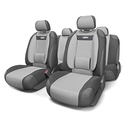 Чехлы-майки Autoprofi Comfort, велюр, цвет: темно-серый, светло-серый, 9 предметов. COM-905T D.GY/L.GYCOM-905T D.GY/L.GY Чехлы-майки Autoprofi Comfort, велюр, цвет: темно-серый, светло-серый, 9 предметов. COM-905T D.GY/L.GYCOM-905T D.GY/L.GYЧехлы-майки Autoprofi Comfort разработаны с учетом анатомических особенностей человека. Чехлы оснащены объемной боковой поддержкой спины и поясничным упором, которые способствуют наиболее удобной осанке водителя и переднего пассажира и снижают усталость от многочасовых поездок. По форме чехлы напоминают майку. Благодаря этому они быстро и без усилий надеваются на кресла без демонтажа подголовников или подлокотников. Чехлы изготавливаются из велюра. Эластичный материал позволяет использовать майки на любых типах сидений.Комплектация: - 1 сиденье заднего ряда, - 1 спинка заднего ряда, - 2 чехла переднего ряда, - 5 подголовников, - набор фиксирующих крючков.Особенности: Использование с любыми типами сиденийБоковая поддержка спиныТолщина поролона - 5 мм