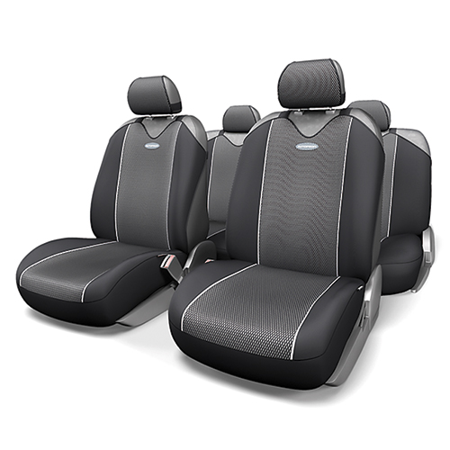 Чехлы-майки Autoprofi Carbon Plus, полиэстер под карбон, цвет: черный, серый, 9 предметов. CRB-902P BK/GYCRB-902P BK/GY Чехлы-майки Autoprofi Carbon Plus, полиэстер под карбон, цвет: черный, серый, 9 предметов. CRB-902P BK/GYCRB-902P BK/GYМодель авточехлов-маек Autoprofi Carbon Plus, выполненных из полиэстера, отличается полностью закрытой нижней частью сидений, которая добавляет им практичности и износостойкости. При этом чехлы быстро и без усилий надеваются на кресла, не требуя демонтажа подголовников или подлокотников. Эластичный материал позволяет использовать чехлы на сиденьях любого типа. Визуально полиэстер изделий в точности повторяет переливающийся рисунок настоящего карбона и придает чехлам респектабельный вид. Для автомобиля, чей экстерьер или салон оснащены карбоновыми деталями, чехлы Autoprofi Carbon Plus являются наиболее гармоничным дополнением.Комплектация: - 1 сиденье заднего ряда, - 1 спинка заднего ряда, - 2 чехла переднего ряда, - 5 подголовников, - набор фиксирующих крючков.Особенности: Использование с любыми типами сиденийТолщина поролона - 2 ммПолиэстер с рисунком карбон
