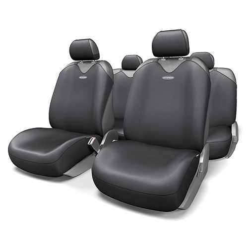 Чехлы-майки на сиденья Autoprofi Sport Plus, полиэстер, цвет: черный, 9 предметов. R-902P BKR-902P BK Чехлы-майки на сиденья Autoprofi Sport Plus, полиэстер, цвет: черный, 9 предметов. R-902P BKR-902P BKЧехлы-майки Autoprofi Sport Plus, выполненные из высококачественного полиэстера, оснащены полностью закрытой нижней частью сидений, которая делает чехлы более практичными и износостойкими. Форма чехлов в виде маек позволяет легко и быстро надевать их на кресла любого типа, не прибегая к демонтажу подголовников и подлокотников. Чехлы-майки Autoprofi Sport Plus выполнены в спортивном стиле, который придает салону яркие и динамичные черты. Широкая гамма расцветок чехлов позволяет подобрать их к любому автомобильному интерьеру. Эластичный полиэстер изделий плотно облегает поверхность кресел, не выцветает на солнце и не электризуется. Имеется возможность использования с любыми типами сидений. Комплектация: - 1 сиденье заднего ряда, - 1 спинка заднего ряда, - 2 чехла переднего ряда, - 5 подголовников, - набор фиксирующих крючков.Особенности: Использование с любыми типами сиденийТолщина поролона - 2 мм