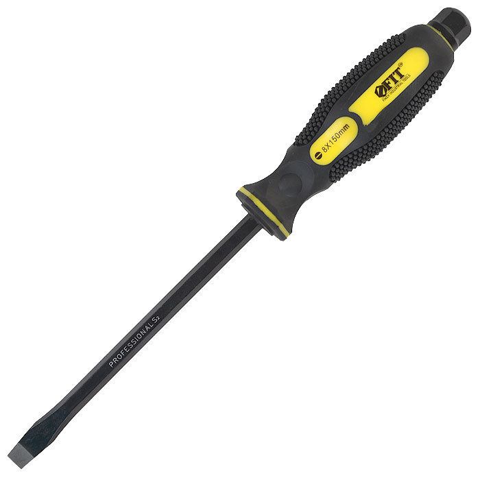 Отвертка ударная FIT Профи, 6-гранное жало, 8 x 150 мм, SL8. 5563855638 Отвертка ударная FIT Профи, 6-гранное жало, 8 x 150 мм, SL8. 5563855638Цельнокованая отвертка FIT изготовлена из высокоуглеродистой инструментальной стали S2. Шестигранный стержень проходит насквозь через двухцветную рукоятку, что позволяет использовать отвертку в качестве ударного инструмента. Характеристики:Материал: пластик, металл, резина. Размер отвертки: 4 см х 4 см х 27,5 см. Размер упаковки: 4 см х 4 см х 27,5 см.