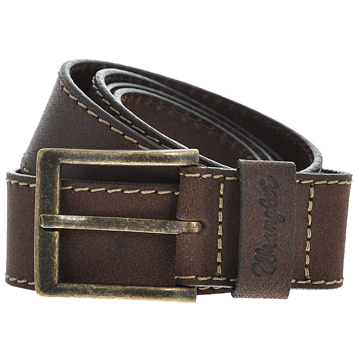 Ремень мужской Wrangler Basic Stitched Belt, цвет: темно-коричневый. W0081US85 100 00. Размер 100