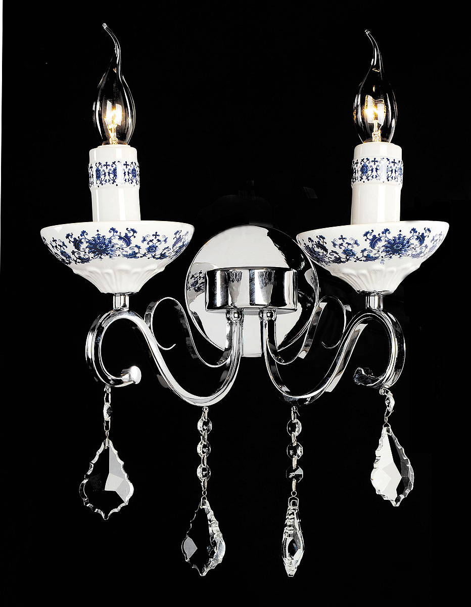 Бра ST-Luce SL851.501.02SL851.501.02 Бра ST-Luce SL851.501.02SL851.501.02Белая керамика+Прозрачный хрусталь, E14 2*40W 220V/50Hz