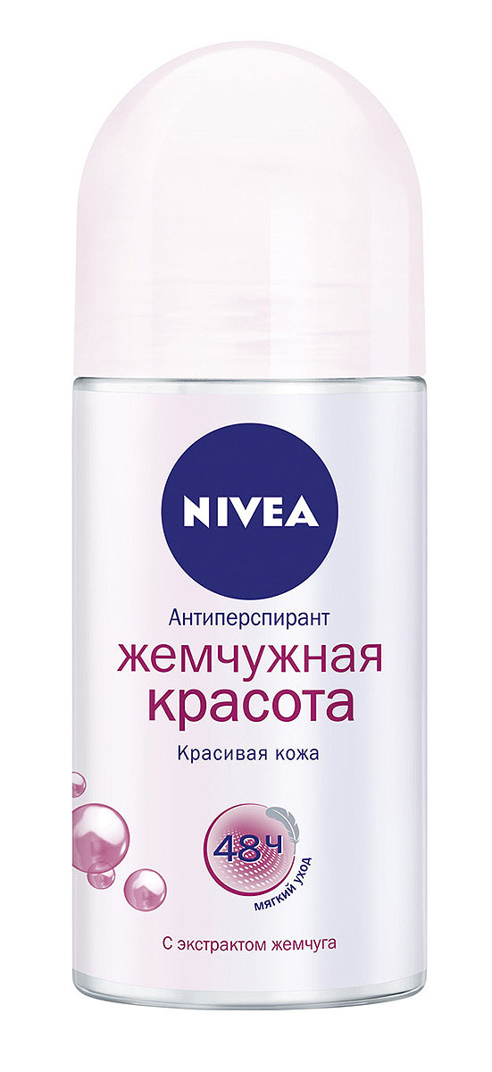 NIVEA Антиперспирант шарик Жемчужная красота 50 мл10044145 NIVEA Антиперспирант шарик Жемчужная красота 50 мл10044145Женский дезодорант-антиперспирант Nivea Жемчужная красота с неповторимым свежим ароматом подарит ощущение свежести и обеспечит надежную защиту от запаха пота. Не содержит спирта, красителей и консервантов. Характеристики: Объем: 50 мл. Производитель: Германия. Артикул: 83735. Товар сертифицирован.