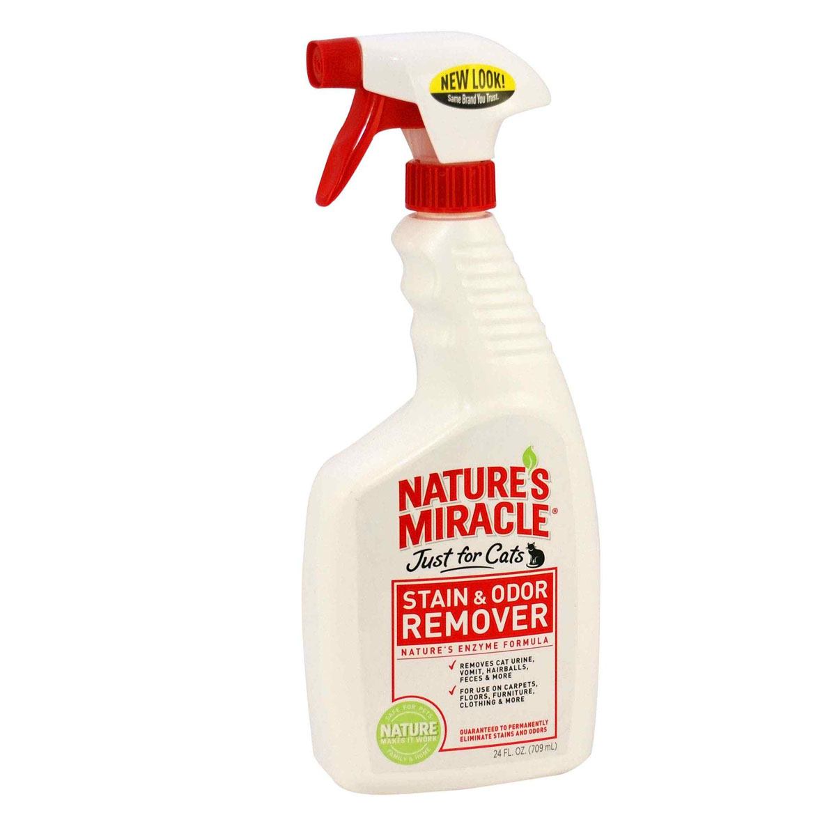 Уничтожитель запахов и пятен от кошек 8 in 1 Natures Miracle, универсальный, 709 мл5051486 Уничтожитель запахов и пятен от кошек 8 in 1 Natures Miracle, универсальный, 709 мл5051486Уничтожитель запахов и пятен 8 in 1 Natures Miracle - отличный выбор для удаления загрязнений, оставленных кошками. Волосяные комки из желудка, кошачьи метки, пятна от травы, крови, рвоты и т.п. – не проблема с нашей био-энзимной технологией очистки. Средство удаляет все органические загрязнения и запахи, оставляя после себя легкий аромат свежести. Уничтожитель пятен и запахов для кошек можно использовать на коврах, твердых поверхностях, тканях, спальных местах и переносках животных, в кошачьих туалетах. Применение: Перед использованием: - протестируйте поверхность на цветоустойчивость; - используйте в исходной концентрации, не разводить; - всегда применяйте средство первым, другие пятновыводители могут химически зафиксировать пятно, и его будет невозможно удалить; - перед применением хорошо встряхнуть. Для удаления пятен и устранения неприятных запахов - удалить остатки жидкости и грязь, обильно нанести на загрязненную поверхность средство, подождать 5 минут, вытереть салфеткой. Не подпускать животных к обработанной области до ее полного высыхания. Для трудно выводимых пятен используйте жесткую щетку, оставьте средство на 1 час и вытрите поверхность салфеткой. Для устранения стойких запахов пропитать все слои ткани и обработать место под коврами. Для использования при стирке: пропитайте загрязненную область средством, затем постирайте ткань, как обычно.Внимание! При применении в соответствии с инструкцией безопасен для использования вблизи детей и животных.Состав: вода, натуральные биоэнзимы, активаторы кислорода, сурфактант, изопропиловый спирт, натуральный цитрусовый ароматизатор. Товар сертифицирован.