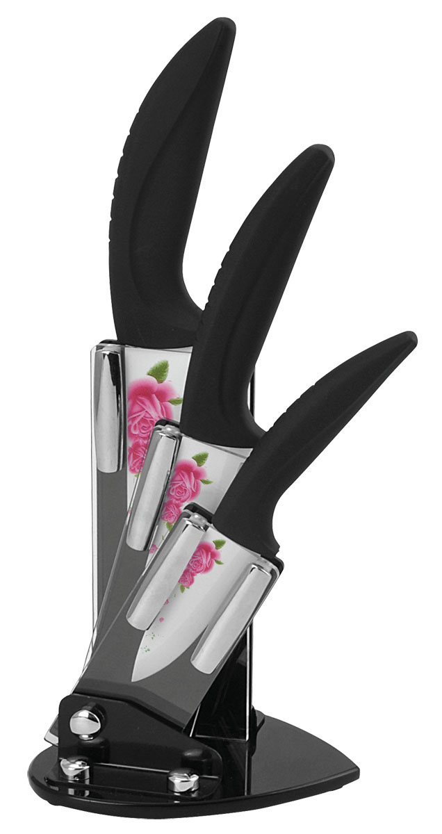 Набор ножей Bohmann, на подставке, с цветочным рисунком на лезвии, 4 предмета. 5235BH