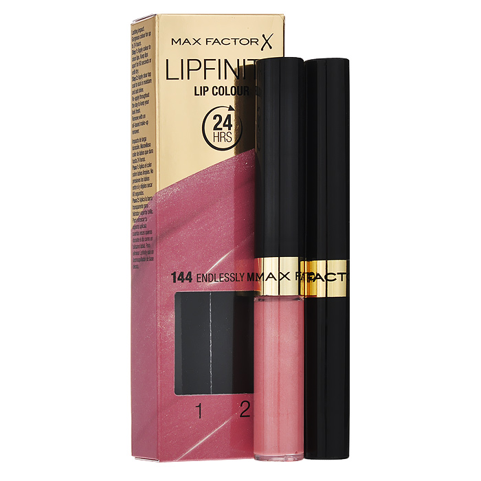 Max Factor Стойкая губная помада и увлажняющий блеск Lipfinity, тон №144 (Endlessly Magic)81435503 Max Factor Стойкая губная помада и увлажняющий блеск Lipfinity, тон №144 (Endlessly Magic)81435503Суперустойчивая помада LIPFINITY – это сенсационный двухступенчатый макияж для губ, который разделяет функции стойкого цвета и увлажнения. Lipfinity включает в себя два продукта – элегантный тюбик с цветом и спонжем для удобного нанесения и суперувлажняющий блеск для губ. В течение дня Ваши губы сохраняют цвет, при необходимости достаточно лишь нанести увлажняющий блеск! Lipfinity- это стойкость и великолепные оттенки на любой вкус!Двухступенчатое нанесение: блеск для роскошного цвета для губ и бальзам для сияние увлажнения. Наноси бальзам регулярно в течение дня, чтобы сохранить свежесть цвета губ.1. На сухие чистые губы нанести жидкий красящий пигмент специальной кисточкой. 2. Подождать 1 минуту, нанести увлажняющий блеск, который защитит нежную кожу губ от сухости и шелушения и придаст губам глянец. 3. Стойкая губная помада Lipfinity смывается любым средством для снятия макияжа, содержащим жировые компоненты.