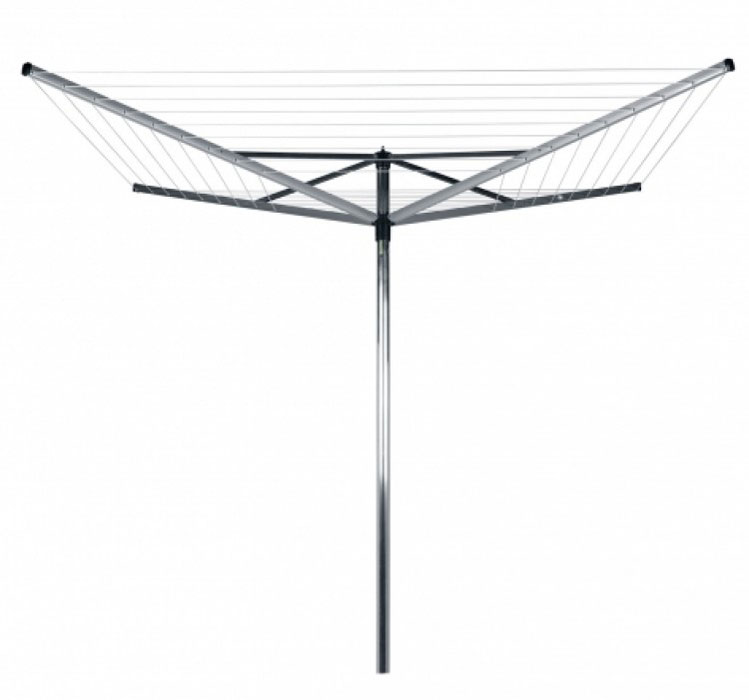 Сушилка для белья Brabantia Topspinner, уличная, цвет: серый, 50 м. 310829310829 Сушилка для белья Brabantia Topspinner, уличная, цвет: серый, 50 м. 310829310829Навеска – 50 метров, максимальная нагрузка – 40 кг. Простой и удобный регулируемый зонтичный механизм сложения. Нет необходимости обходить сушилку – направляющие плавно поворачиваются. Всегда туго натянутые веревки – регулировка натяжения в трех положениях. Бельевые веревки устойчивы к действию УФ и имеют нескользящий профиль. При необходимости удобная замена каждой веревки по отдельности. На всех направляющих предусмотрены специальные отверстия для плечиков. Удобна в хранении – прочная петелька для подвешивания. В комплекте: металлическое основание для установки сушилки (диаметр 45 см). Металлическое основание позволяет устанавливать сушилку без бетона. Отдельно предлагается пластиковое основание для установки в бетон.
