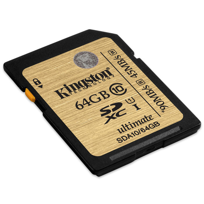 Kingston SDXC Class 10 UHS-I Ultimate 64GB (SDA10/64GB) карта памятиSDA10/64GB Kingston SDXC Class 10 UHS-I Ultimate 64GB (SDA10/64GB) карта памятиSDA10/64GBKingston SDXC Class 10 UHS-I Ultimate SDA10 - универсальный носитель информации, который может применяться со всеми совместимыми устройствами, поддерживающими данный формат карт памяти. Способен хранить любые типы данных. Увеличенные минимальные скорости записи поддерживают режим длительной съемки серии фотографий, позволяя снизить задержки.