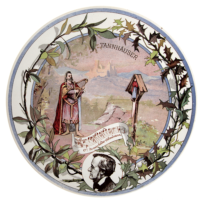 Декоративная тарелка с портретом Рихарда Вагнера и иллюстрацией к опере 