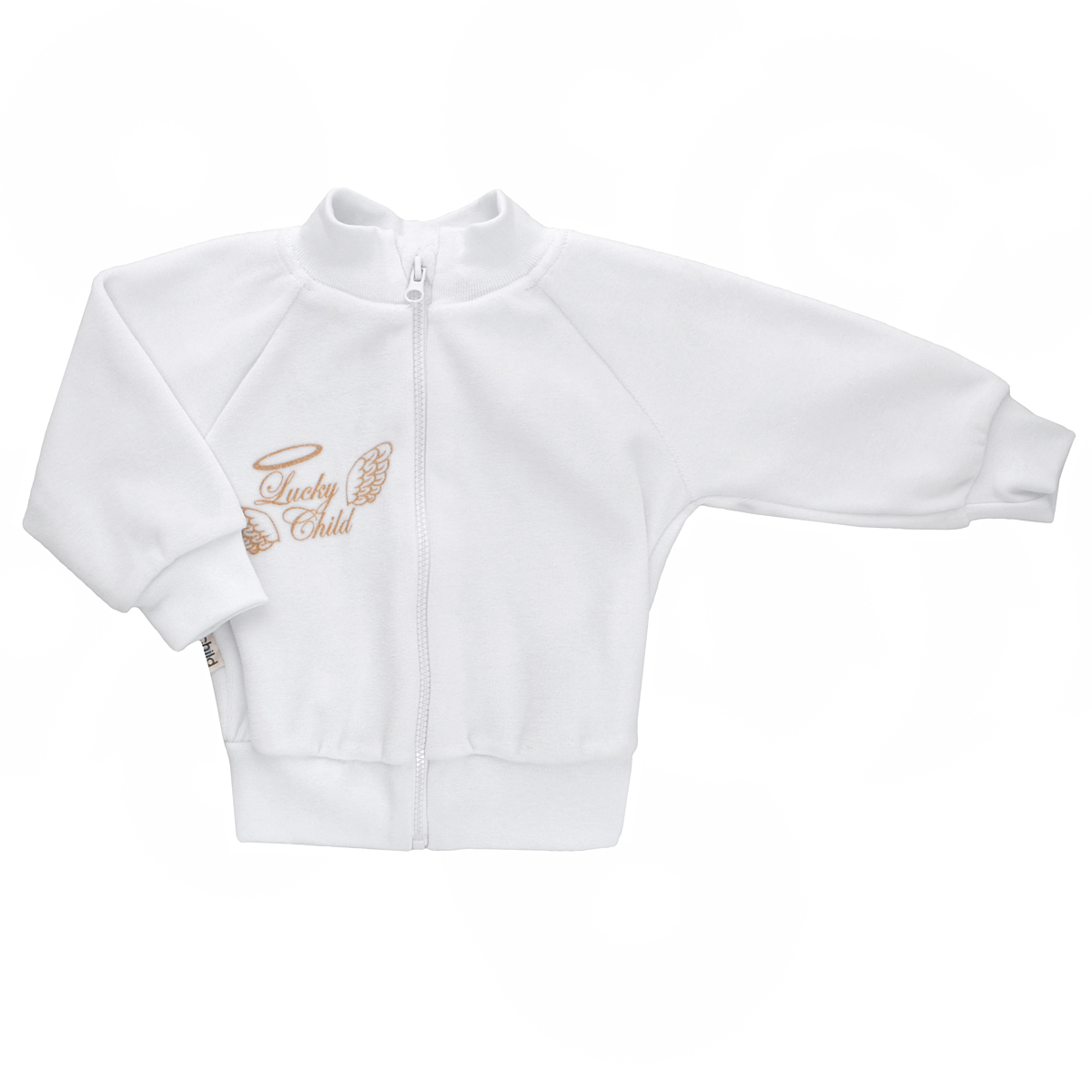 Кофточка детская Lucky Child Ангелы, цвет: белый. 17-18. Размер 62/6817-18 Кофточка детская Lucky Child Ангелы, цвет: белый. 17-18. Размер 62/6817-18Кофточка для новорожденного Lucky Child Ангелы с длинными рукавами-реглан послужит идеальным дополнением к гардеробу вашего малыша, обеспечивая ему наибольший комфорт. Изготовленная из велюра, она необычайно мягкая и легкая, не раздражает нежную кожу ребенка и хорошо вентилируется, а эластичные швы приятны телу малыша и не препятствуют его движениям. Удобная застежка-молния по всей длине помогает легко переодеть младенца. Рукава, низ изделия и горловина дополнены широкими трикотажными резинками.Кофточка на груди оформлена надписью в виде логотипа бренда и изображением крылышек, а на спинке дополнена текстильными крылышками, вышитыми металлизированной нитью. Кофточка полностью соответствует особенностям жизни ребенка в ранний период, не стесняя и не ограничивая его в движениях. В ней ваш малыш всегда будет в центре внимания.