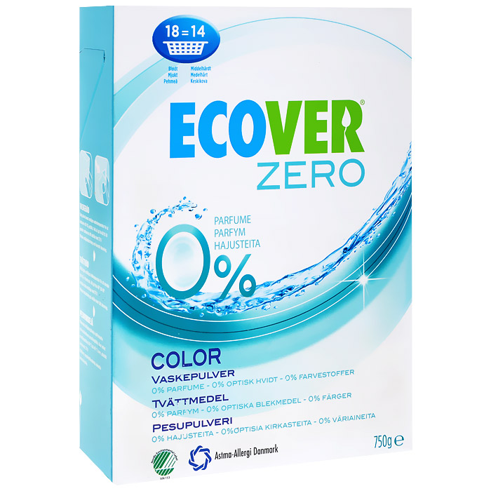 Экологический стиральный порошок Ecover Zero, для цветного белья, 750 г40034 Экологический стиральный порошок Ecover Zero, для цветного белья, 750 г40034Совершенно новый ультраконцентрированный гипоаллергенный стиральный порошок Ecover Zero для цветного белья, созданный 100% на растительной и минеральной основе. Идеально подходит для беременных женщин, младенцев, детей и взрослых, склонных к аллергии и кожным заболеваниям. Сертифицирован Nordic Ecolabel, Danish Asthma-Allergy Association и Allergy UK, дерматологически протестирован. Улучшенная формула порошка Ecover Zero содержит небольшое количество бережного кислородного отбеливателя, который прекрасно удаляет пятна на одежде даже при стирке на низких температурах (30°С). Великолепно выполаскивается. Экономичный ультраконцентрат позволяет использовать меньше порошка и обеспечивает на 50% больше стирок! При машинной стирке не требуется добавление средств для смягчения воды и предотвращения образования накипи (типа Calgon). Без запаха. Не содержит нефтепродуктов, отдушек, ароматизаторов, оптических отбеливателей, пигментов, красителей, фосфатов. Содержит энзимы (не ГМО) и натуральный кислородный отбеливатель. Подходит для использования в домах с автономной канализацией. Не наносит вреда любым видам септиков! Характеристики:Состав: 15-30% анионные био-ПАВ на растительной основе, цеолиты, кислородный отбеливатель; 5-15% неионные био-ПАВ, силикат натрия, карбонат натрия, бикарбонат натрия, полипептид;Вес: 750 г. Товар сертифицирован.