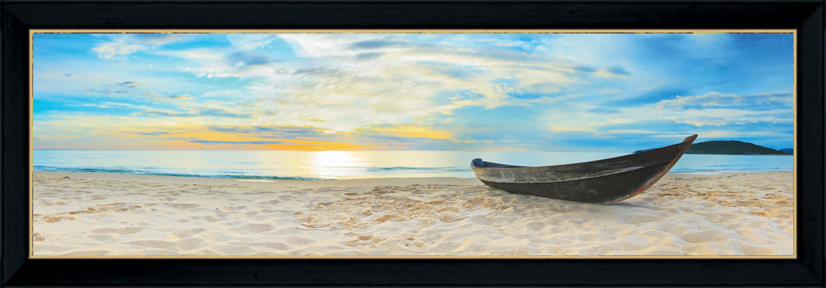 Постер в раме Postermarket Лодка на пляже, 95 см х 33 смPM-3303 Постер в раме Postermarket Лодка на пляже, 95 см х 33 смPM-3303Картина для интерьера (постер) - современное и актуальное направление в дизайне любых помещений.Постер с красочным изображением лодки на пляже оформлен в раму черного цвета, выполненную из пластика. Картина защищена прозрачным пластиком. С задней стороны имеются петельки для подвешивания к стене.Картина может использоваться для оформления любых интерьеров: - дом, квартира (гостиная, спальня, кухня, прихожая, детская); - офис (комната переговоров, холл, кабинет); - бар, кафе, ресторан или гостиница. Картины, предоставляемые компанией Постермаркет:- собраны вручную из лучших импортных комплектующих; - надежно упакованы в пленку с противоударными уголками.