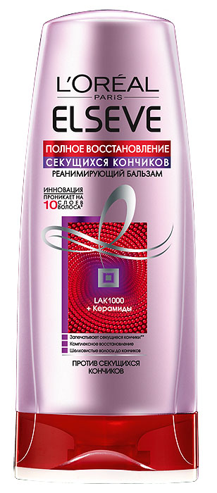 LOreal Paris Elseve Бальзам-ополаскиватель Эльсев, Полное восстановление секущихся кончиков, для ослабленных или поврежденных волос, 200 млA7020427 LOreal Paris Elseve Бальзам-ополаскиватель Эльсев, Полное восстановление секущихся кончиков, для ослабленных или поврежденных волос, 200 млA7020427Обогащённый концентратами активных компонентов бальзам для волос направлен на борьбу с повреждёнными кончиками. Так, LAK1000, проникая внутрь волосяных волокон, восстанавливает все 10 слоёв, устраняя причины появления новых секущихся кончиков. А входящие в состав керамиды действуют на повреждённые волокна с внешней стороны, заполняя и запечатывая их.