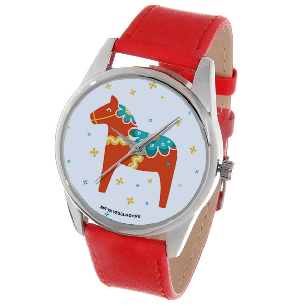 Часы Mitya Veselkov Скандинавская лошадка (красный). Color-87
