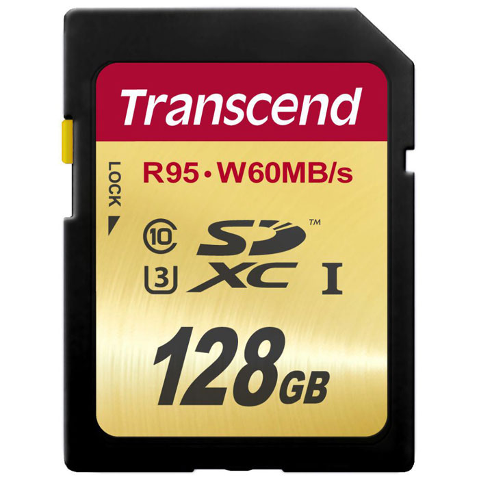 Transcend SDXC Class 10 UHS-I U3 128GB карта памятиTS128GSDU3 Transcend SDXC Class 10 UHS-I U3 128GB карта памятиTS128GSDU3Карты памяти Transcend SDXC UHS-I Speed Class 3 (U3) способны с легкостью справиться с потоками данных, генерируемыми цифровыми камерами, совместимыми со стандартом UHS-I. Благодаря рекордным скоростям чтения и записи, которые достигают 95 и 60 МБ/с, соответственно, они позволяют записывать видео сверхвысокого разрешения 4K и существенно сэкономить время, требуемое на переписывание видео на компьютер. Встроенная технология ECC позволяет обнаруживать и исправлять ошибки при передаче данных.Эксклюзивная программа RecoveRx обеспечивает надежное восстановление удаленных и утраченных данных с портативных носителей.Внимание: перед оформлением заказа, убедитесь в поддержке вашим электронным устройством карт памяти данного объема.