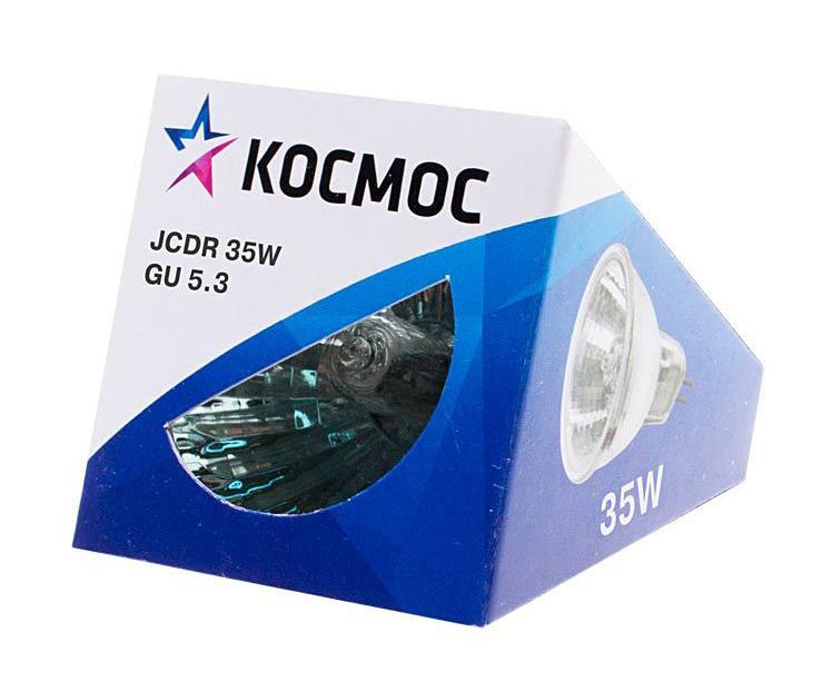 Лампа галогенная Космос. Модель JCDR 35W 230V GU5.3LKsmJCDR230V35W Лампа галогенная Космос. Модель JCDR 35W 230V GU5.3LKsmJCDR230V35WГалогенная лампа Космос выполнена с отражателем и защитным стеклом, которое обеспечивает безопасность эксплуатации лампы, предохраняя внутреннюю капсулу и отражатель от попадания пыли. Колба лампы изготовлена из кварцевого стекла с добавками, экранирующими УФ-излучение. Особенности галогенной лампы Космос стабильный и ровный световой поток на протяжении всего срока службы яркий белый свет, его четкая направленность компактный размер высокий коэффициент цветопередачи срок службы в 2 раза дольше, чем у обычной лампы накаливания стекло защищает от ультрафиолетового излучения. Характеристики:Модель:JCDR 35W 230V GU5.3. Материал:стекло, металл. Диаметр: 5 см. Общая длина:5 см. Тип цоколя:GU5.3. Мощность:35 Вт. Световой поток:245 Lm. Средний срок службы:2000 часов. Напряжение:230 В. Размер упаковки: 5 см х 5 см х 5 см. Производитель: Россия. Изготовитель: Китай.Российская марка Космос была создана в 2000 году, чтобы обеспечить вас качественными и доступными электротоварами. Продукция под маркой Космос производится на лучших заводах шести стран мира: России, Украины, Белоруссии, Китая, Кореи и Японии. Перед тем как попасть на магазинные полки, лампы проходят многоуровневый контроль качества, осуществляемый независимой международной лабораторией. Лампы Космос соответствуют международным стандартам качества ISO 9001 и, наряду с российским сертификатом соответствия РосТест, имеют европейский сертификат RoHS, СЕ.Срок службы ламп Космос 10 000 часов, что в 10 раз больше обычной лампы накаливания!