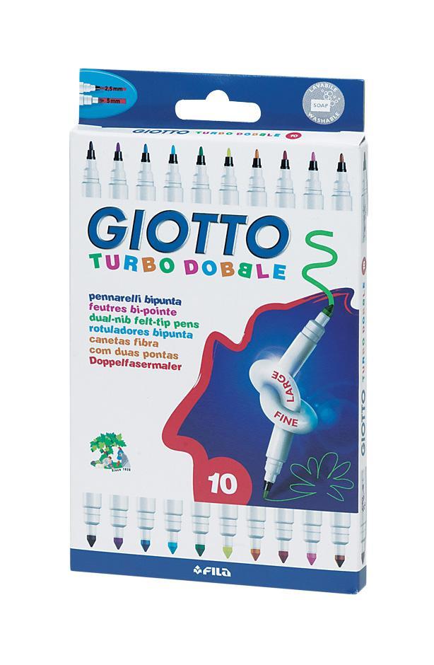 Фломастеры Giotto "Turbo Dobble", двухсторонние, 10 цветов