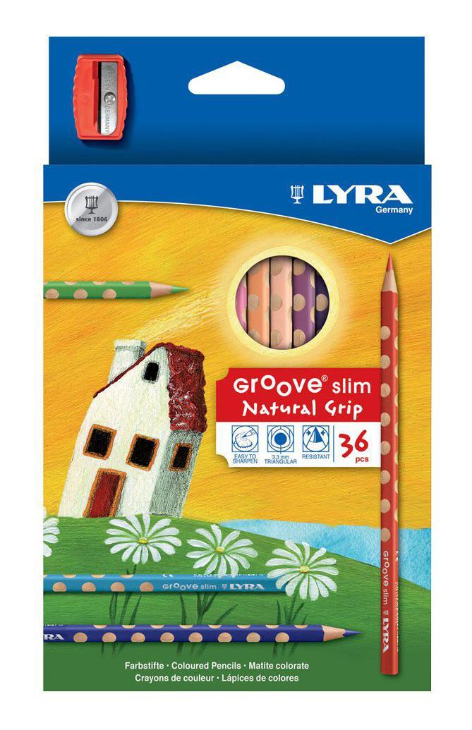 Цветные карандаши Lyra Groove Slim, с точилкой, 36 цветовL2821360 Цветные карандаши Lyra Groove Slim, с точилкой, 36 цветовL2821360Цветные карандаши Lyra Groove Slim непременно, понравятся вашему юному художнику. Набор включает в себя 36 ярких насыщенных цветных карандаша треугольной формы с эргономичным захватом. Идеальны для раннего развития ребенка. Карандаши изготовлены из натурального сертифицированного дерева, экологически чистые. Имеют ударопрочный неломающийся высокопигментный грифель, не требующий сильного нажатия и легко затачиваются. Порадуйте своего ребенка таким восхитительным подарком! В комплекте: 36 карандашей, точилка.