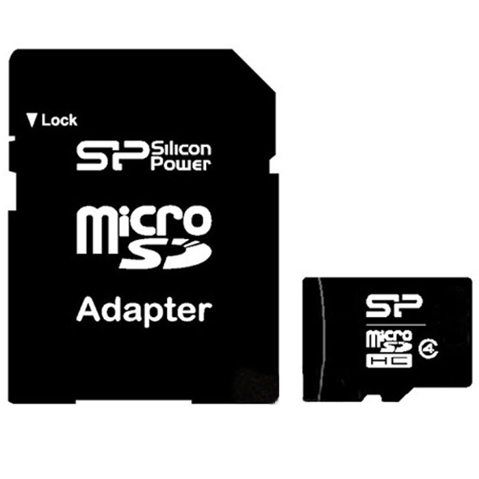 Silicon Power microSDHC Class 4 8GB карта памяти с адаптером SD
