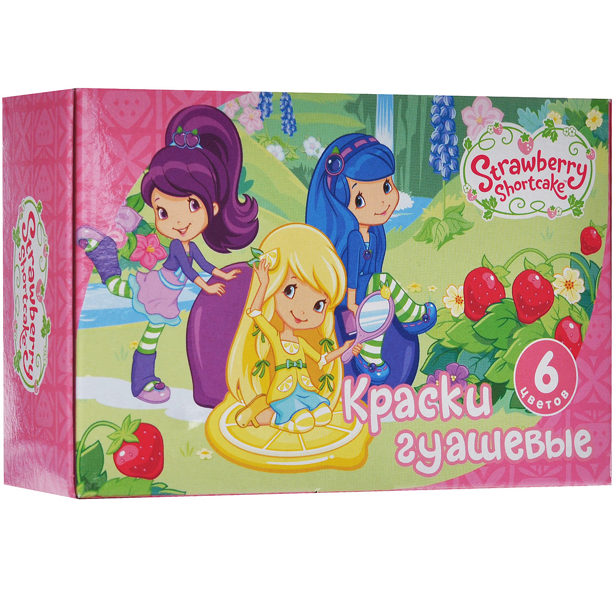 Гуашь Action! Strawberry Shortcake, 6 цветовSW-GP-6 Гуашь Action! Strawberry Shortcake, 6 цветовSW-GP-6Гуашь Action! Strawberry Shortcake предназначена для декоративно-оформительских работ и творчества детей.В набор входят краски шести цветов: черного, зеленого, синего, белого, красного и желтого.Они легко наносятся на бумагу, картон и грунтованный холст. При высыхании приобретают матовую, бархатистую поверхность.