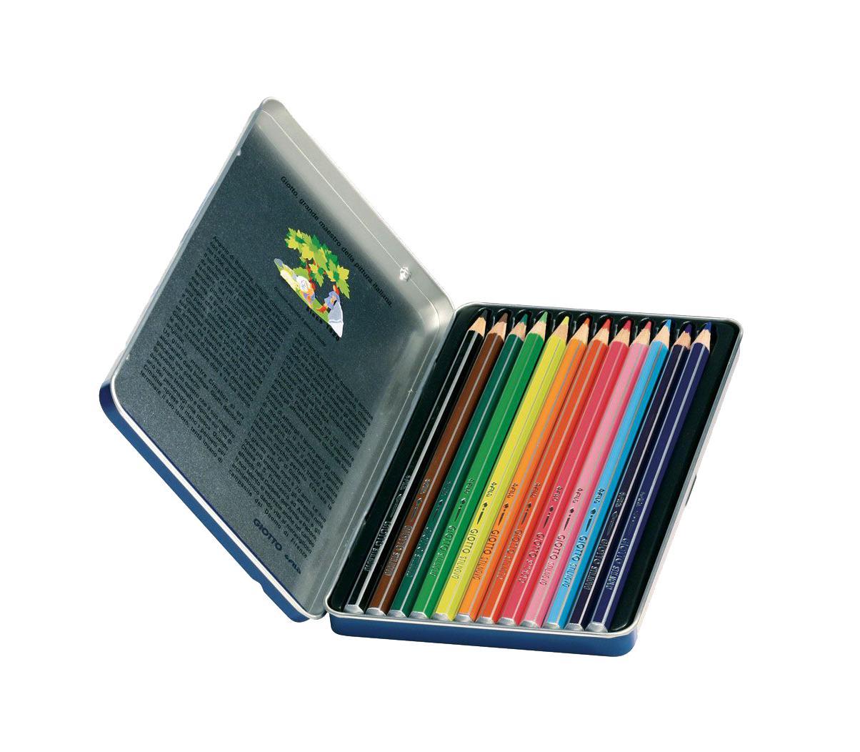 Цветные карандаши Giotto Stilnovo Acquarell,металлической упаковке, 12 цвета256200 Цветные карандаши Giotto Stilnovo Acquarell,металлической упаковке, 12 цвета256200От производителяЦветные карандаши Glotto Stilnovo Acquarell непременно, понравятся вашему юному художнику. Набор включает в себя 12 ярких насыщенных акварельных цветных карандаша гексагональной формы с серебряным нанесением по ребру грани. Идеально подходят для школы. Карандаши изготовлены из сертифицированного дерева, экологически чистые, имеют прочный неломающийся грифель, не требующий сильного нажатия и легко затачиваются. На рубашке карандаша имеется место для нанесения имени. Порадуйте своего ребенка таким восхитительным подарком! Набор упакован в удобную металлическую коробку. Цветные карандаши Glotto Stilnovo Acquarell непременно, понравятся вашему юному художнику. Набор включает в себя 12 ярких насыщенных акварельных цветных карандаша гексагональной формы с серебряным нанесением по ребру грани. Идеально подходят для школы. Карандаши изготовлены из сертифицированного дерева, экологически чистые, имеют прочный неломающийся грифель, не требующий сильного нажатия и легко затачиваются. На рубашке карандаша имеется место для нанесения имени. Порадуйте своего ребенка таким восхитительным подарком! Набор упакован в удобную металлическую коробку. Характеристики:Материал:дерево, грифель. Диаметр карандаша:0,7 см. Длина карандаша:18 см. Размер упаковки:18,5 см х 11 см х 1 см. Изготовитель:Китай.