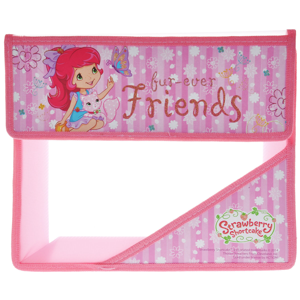Папка для тетрадей Action! Strawberry Shortcake, цвет: розовый. SW-FA5SW-FA5 Папка для тетрадей Action! Strawberry Shortcake, цвет: розовый. SW-FA5SW-FA5Папка Action! Strawberry Shortcake предназначена для хранения тетрадей, рисунков и прочих бумаг с максимальным форматом А5. Папка выполнена из прочного материала и содержит одно отделение. Закрывается она клапаном на липучку. Клапан оформлен изображением девочки-ягодки. Стенки папки прозрачные.С папкой Action! Strawberry Shortcake тетради вашего ребенка всегда будут выглядеть опрятно.